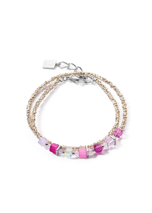 JOYFUL COLOURS WRAP BRACELET SILVER PINK