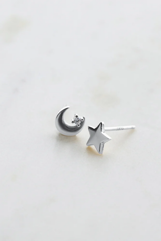 star and moon stud