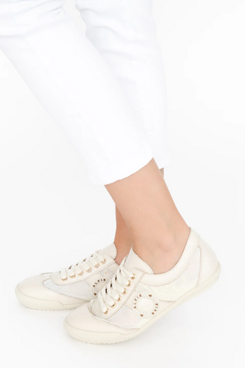 jamie - cream  leather/mesh shoe