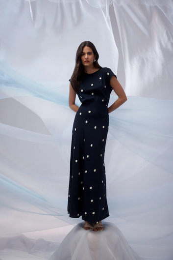 muse dress - navy spot