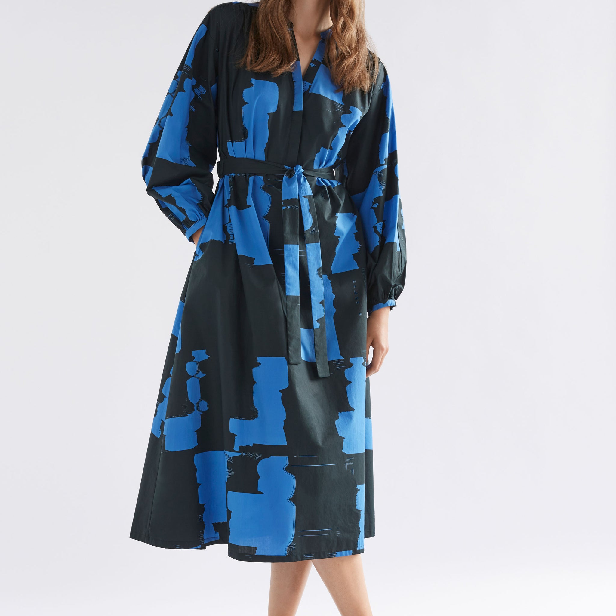 deze dress - blue roller print