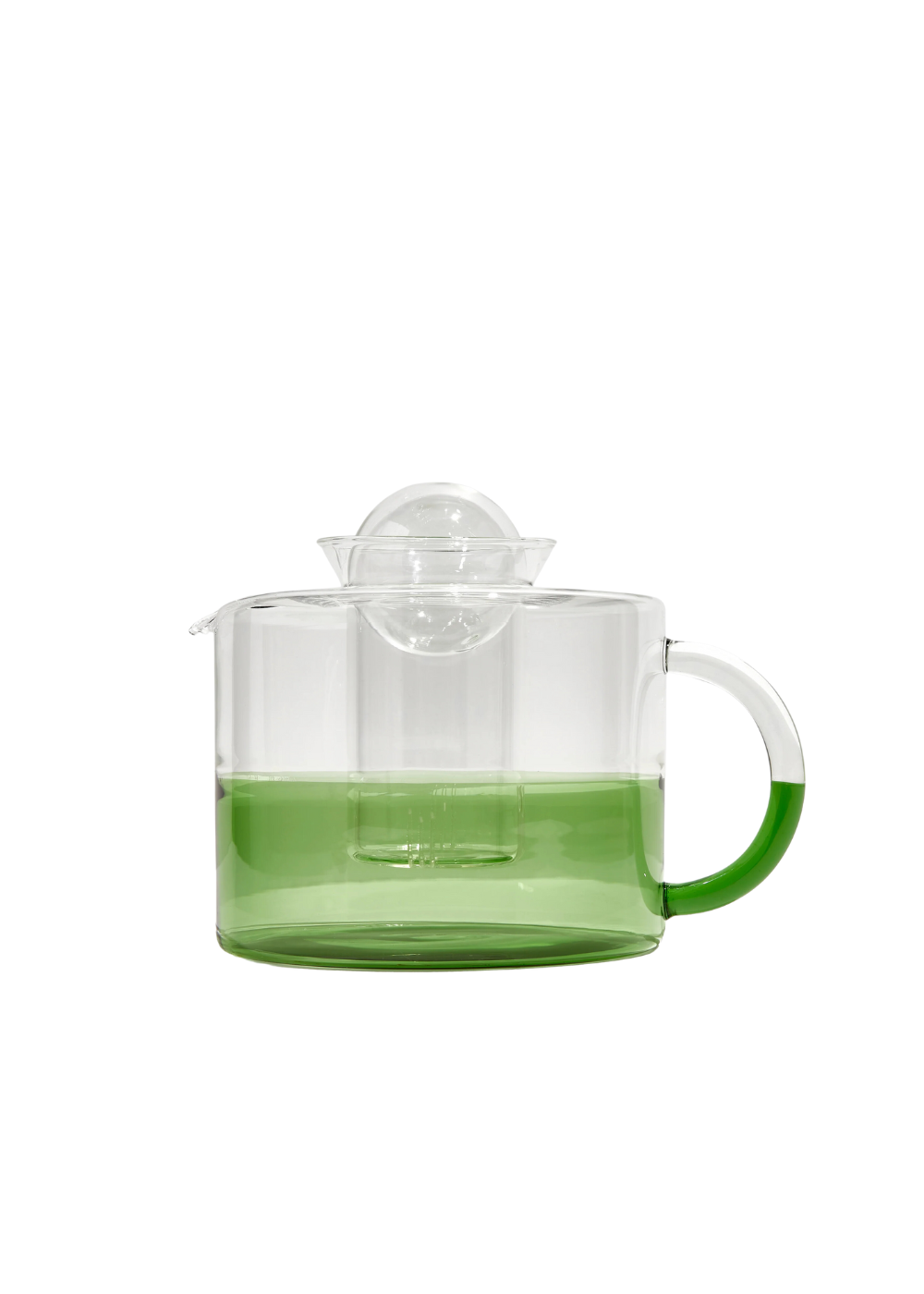 two tone teapot - clear + green