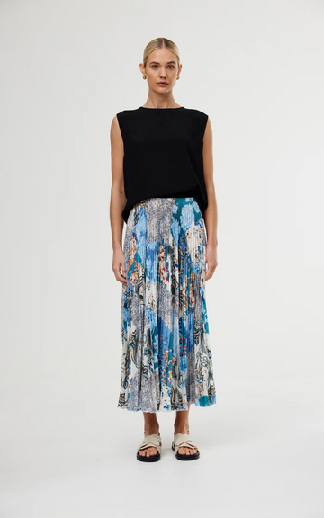 goldie skirt - cyan patchwork