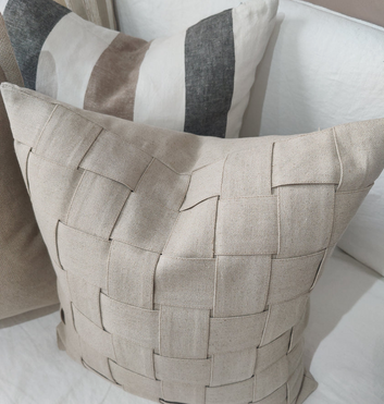 shabby chic cushion - intertwined natural