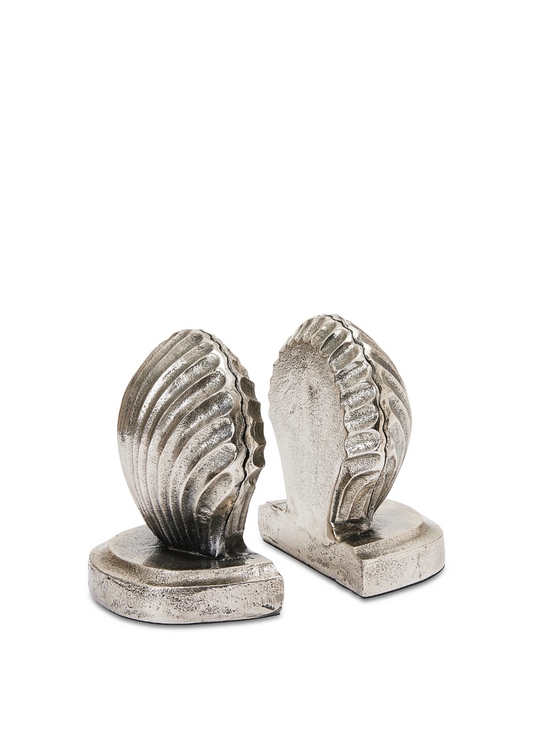 scallop shell silver bookend set