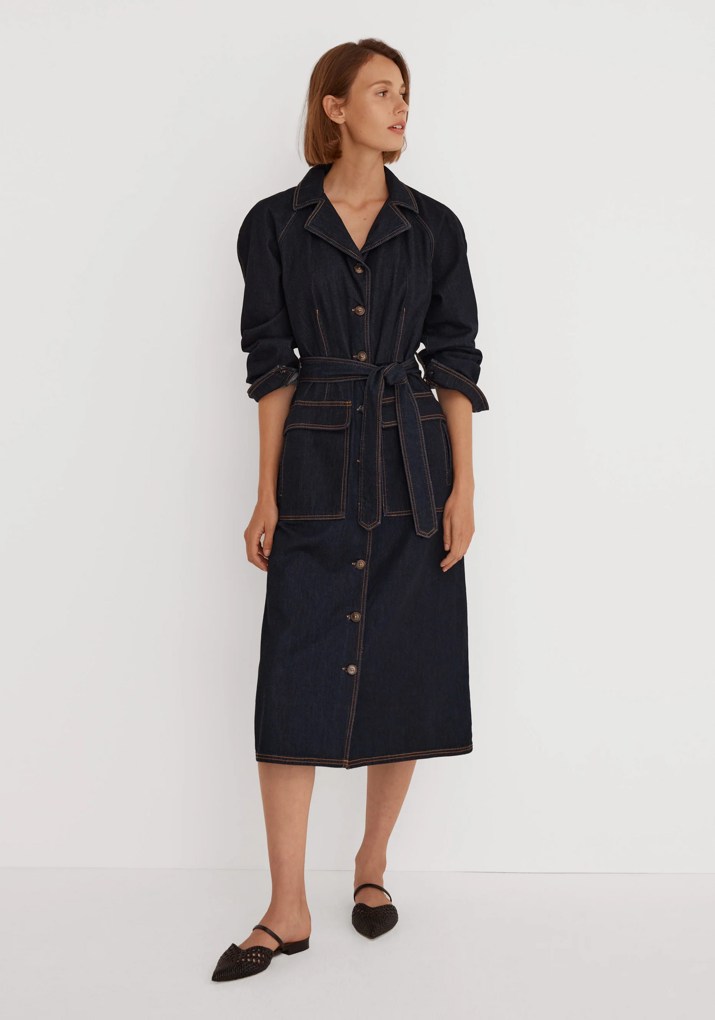 boston denim shirt dress - indigo