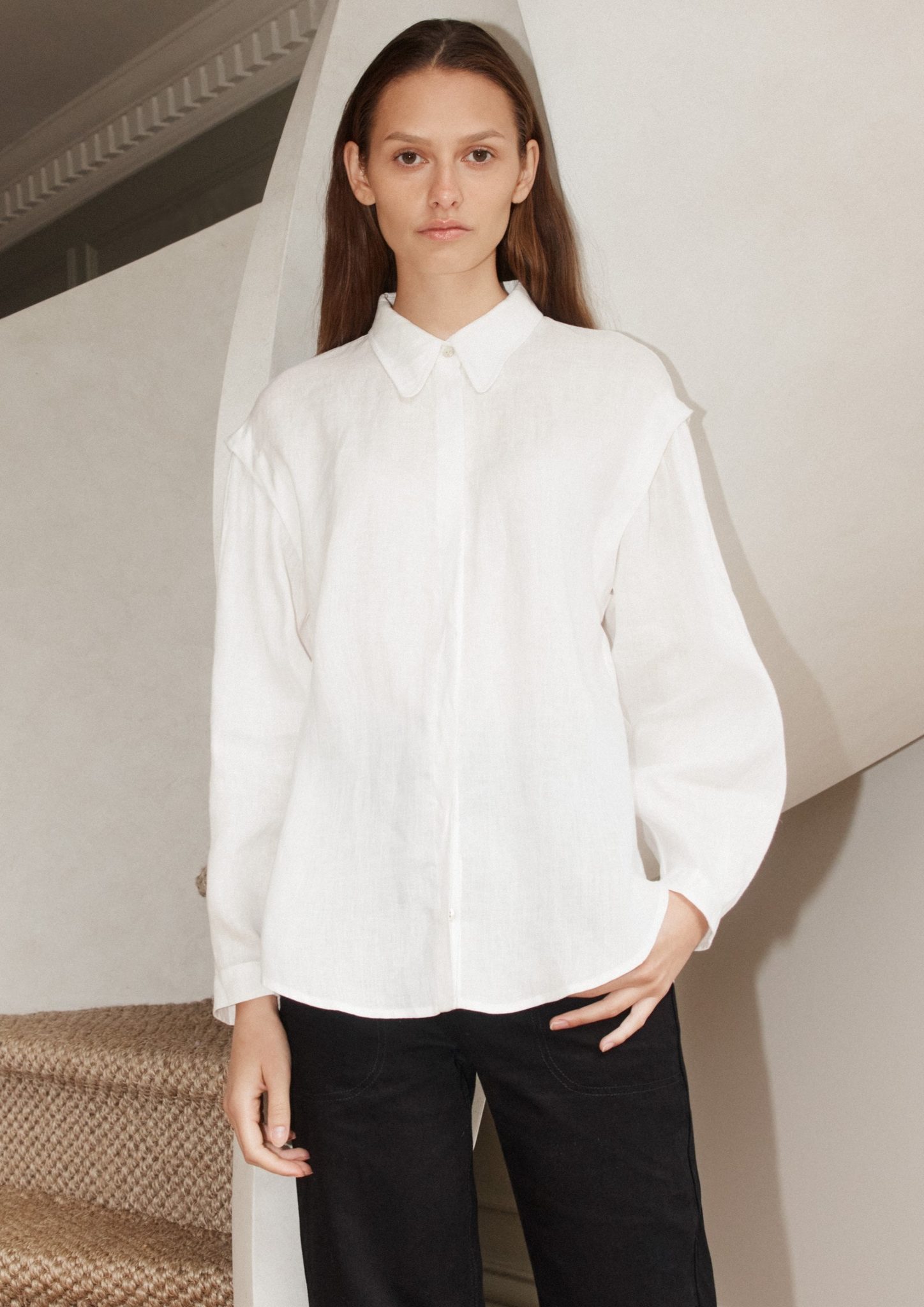flora linen shirt - white