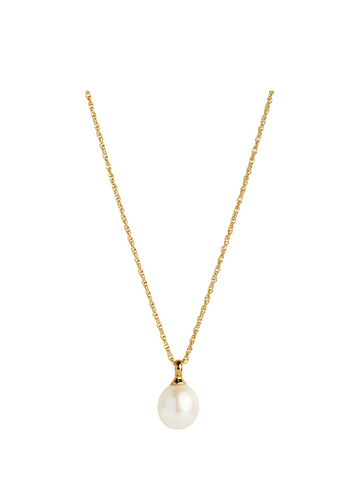 dew drop pearl necklace - gold