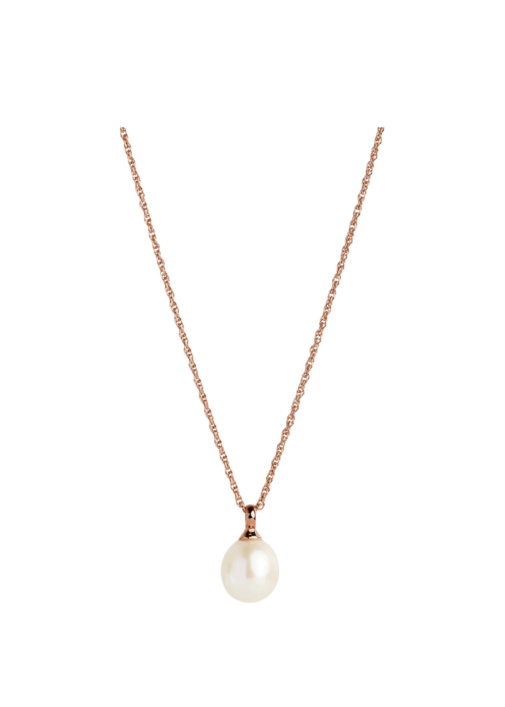dew drop pearl necklace - rose gold