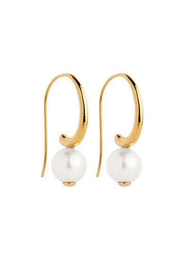 fern pearl earring - yellow gold