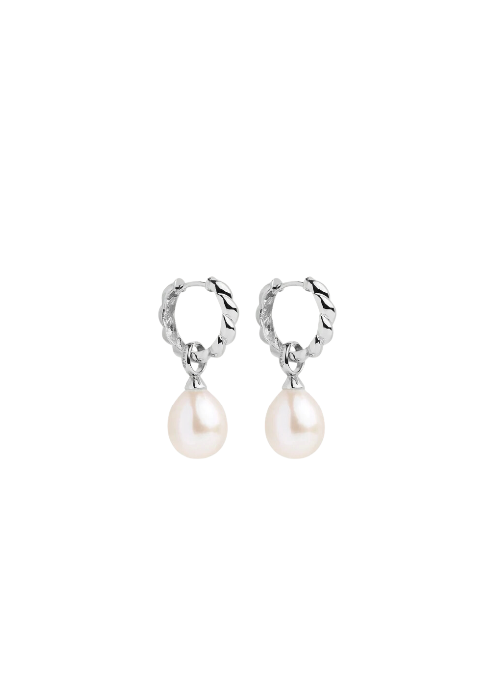 dew drop pearl earring - silver