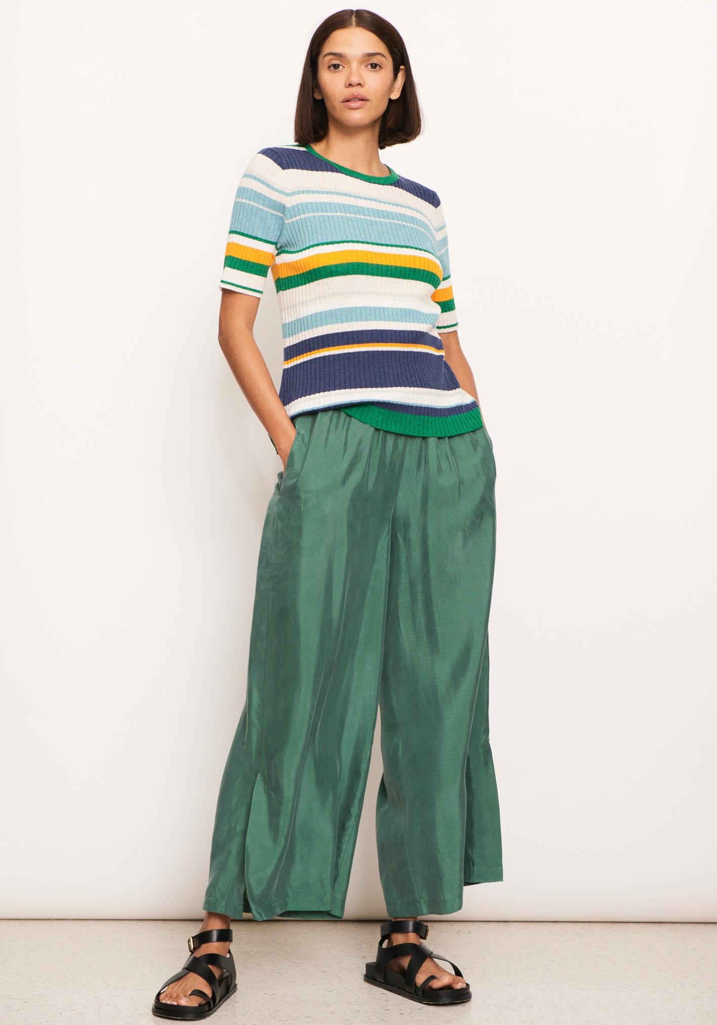 lido multi knit tee /green multi