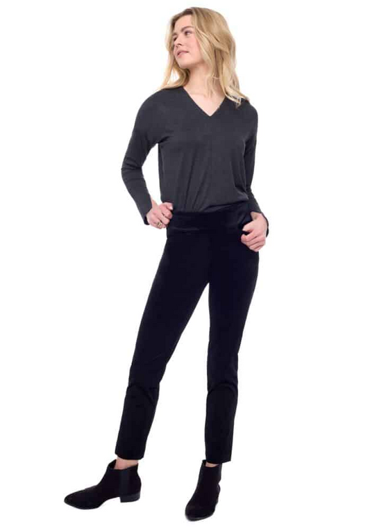 velveteen slim ankle pant -black