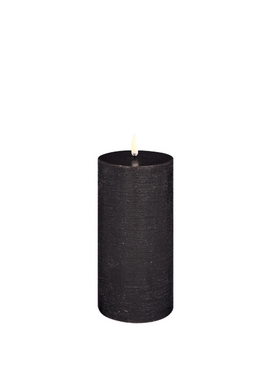 uyuni flameless pillar candle - textured black