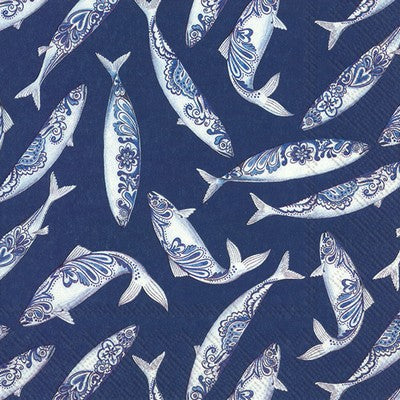 decorative fish navy napkins