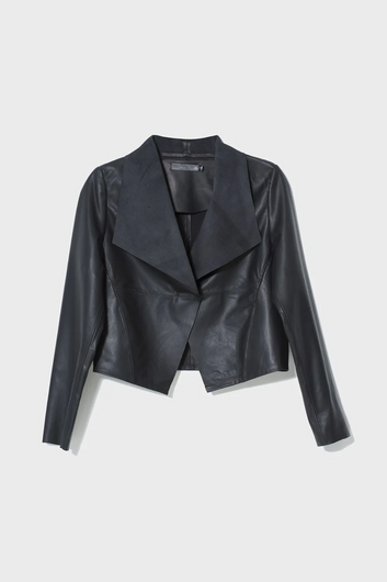 fine leather jacket - black