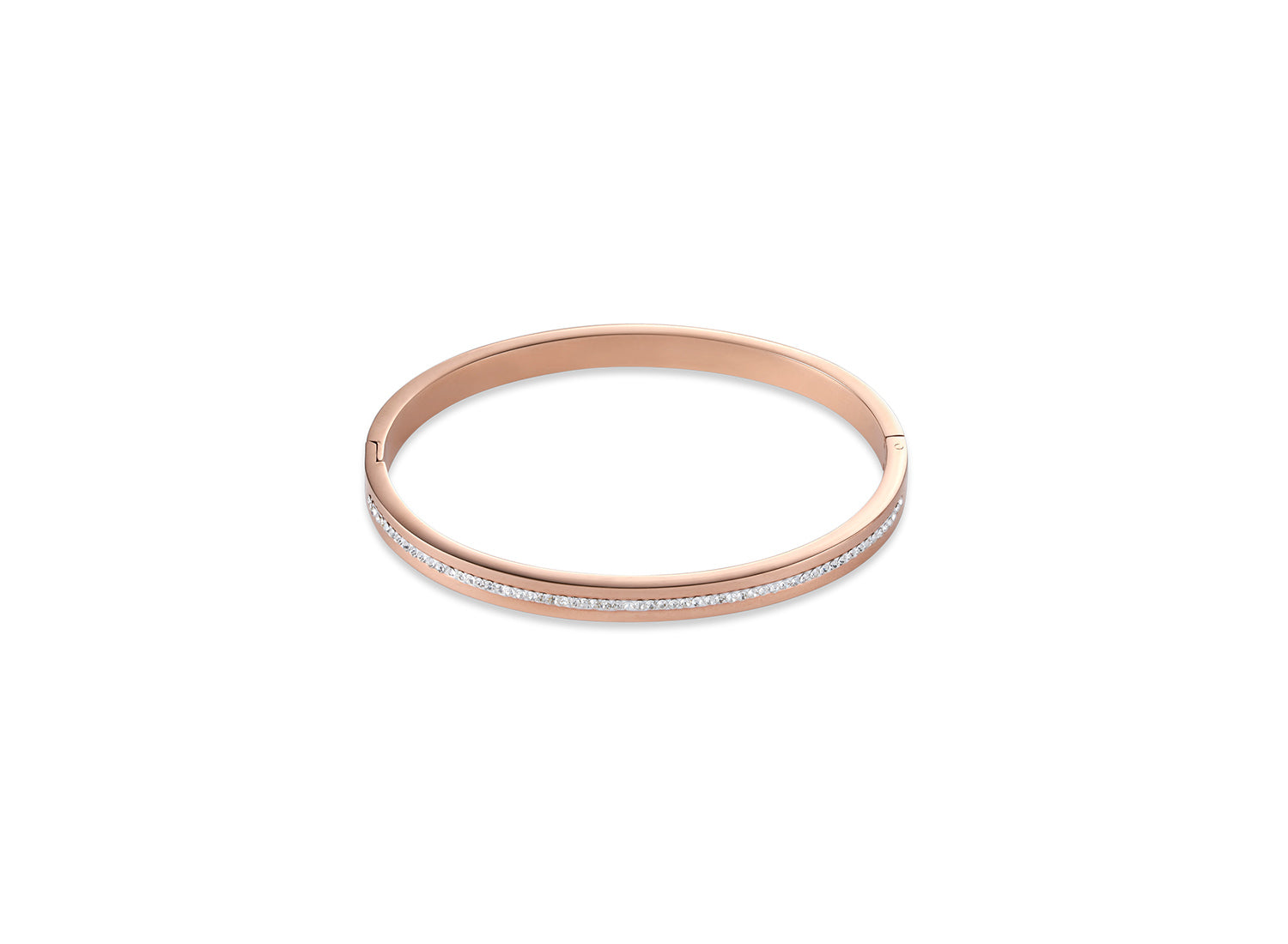 White Crystal Bangle Rose Gold - 17cm